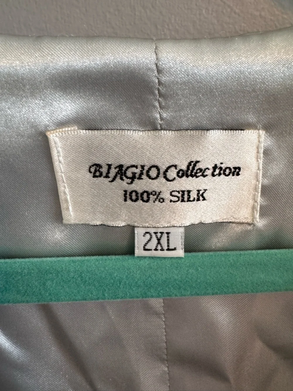 BIAGIO Collection Silver Satin Men's Vest - Classic Button Front 100% Silk 2XL